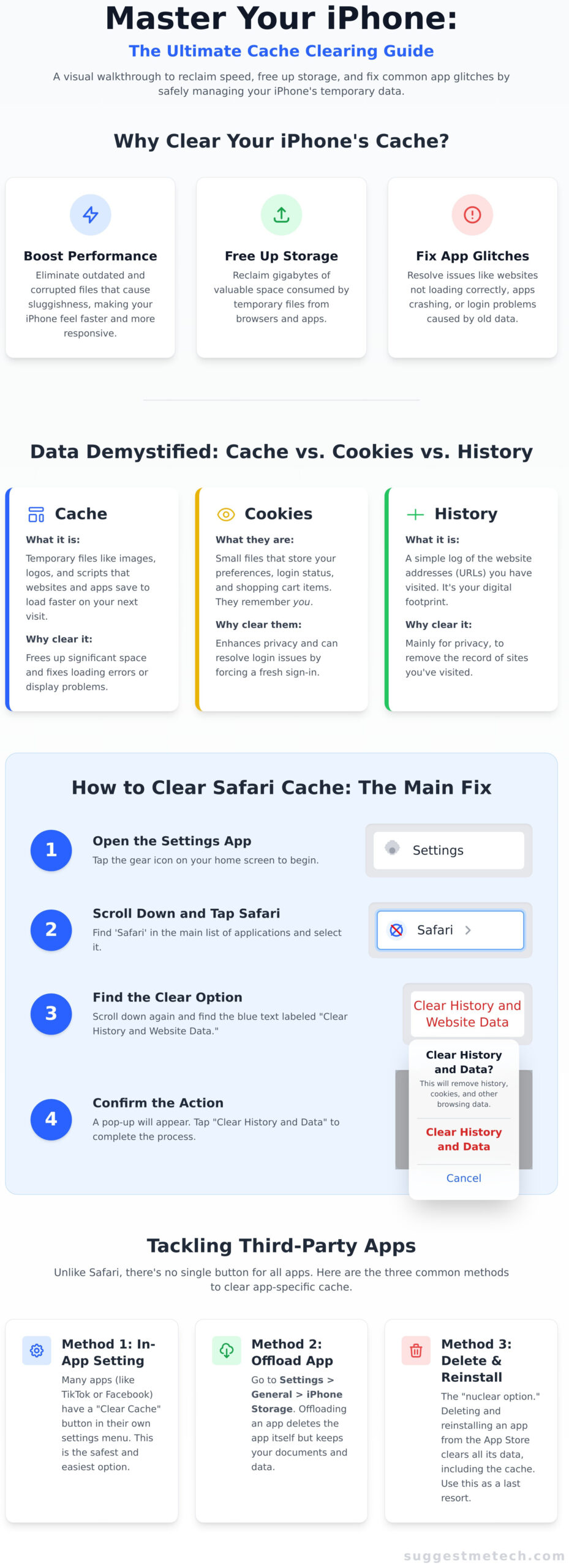How to Clear Cache on iPhone: The Ultimate Guide to Free Up Space and Boost Speed - Infographic