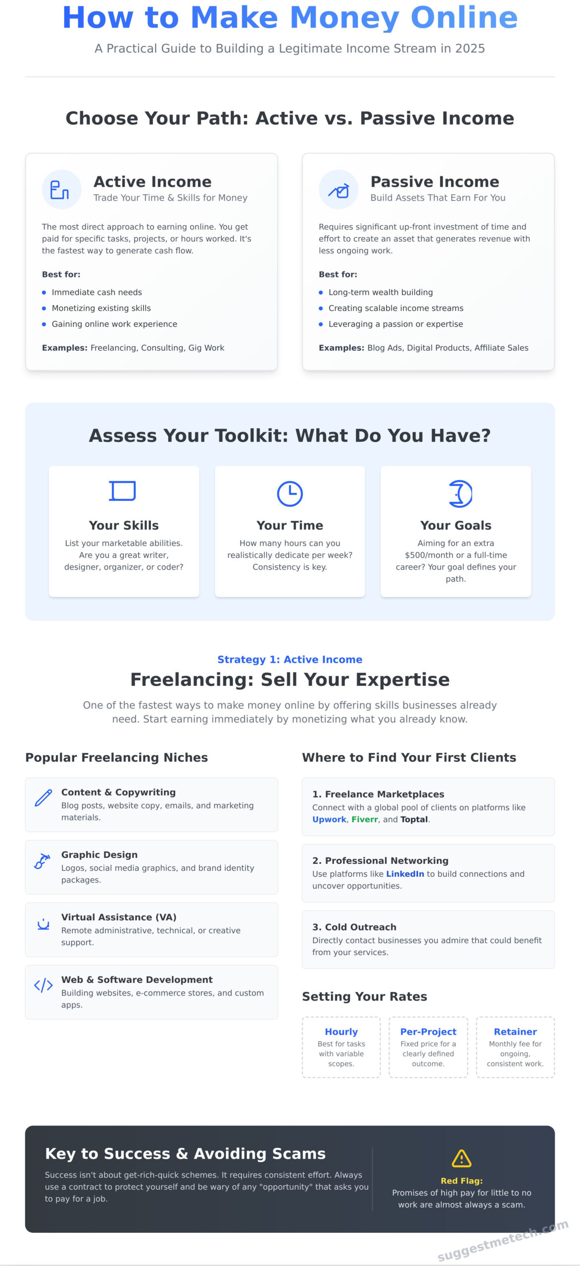 How to Make Money Online: 10 Legitimate Strategies for 2026 - Infographic