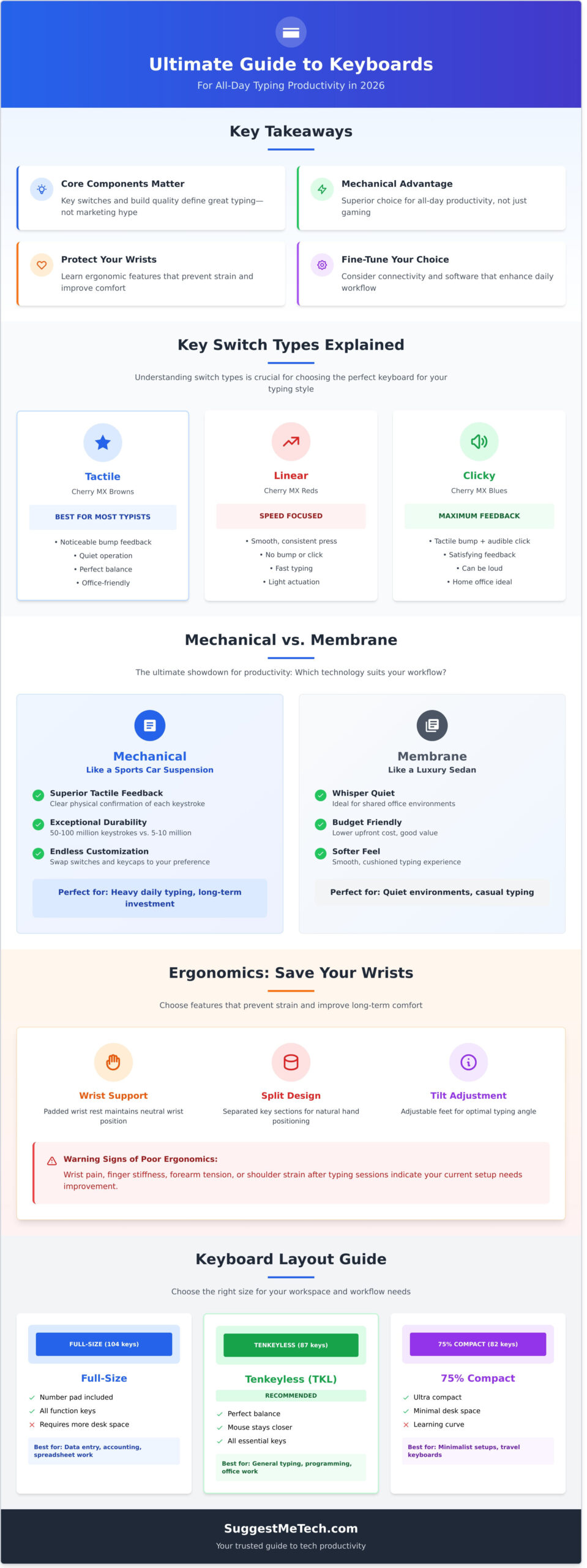 The Best Keyboards for Typing All Day in 2026 - Infographic